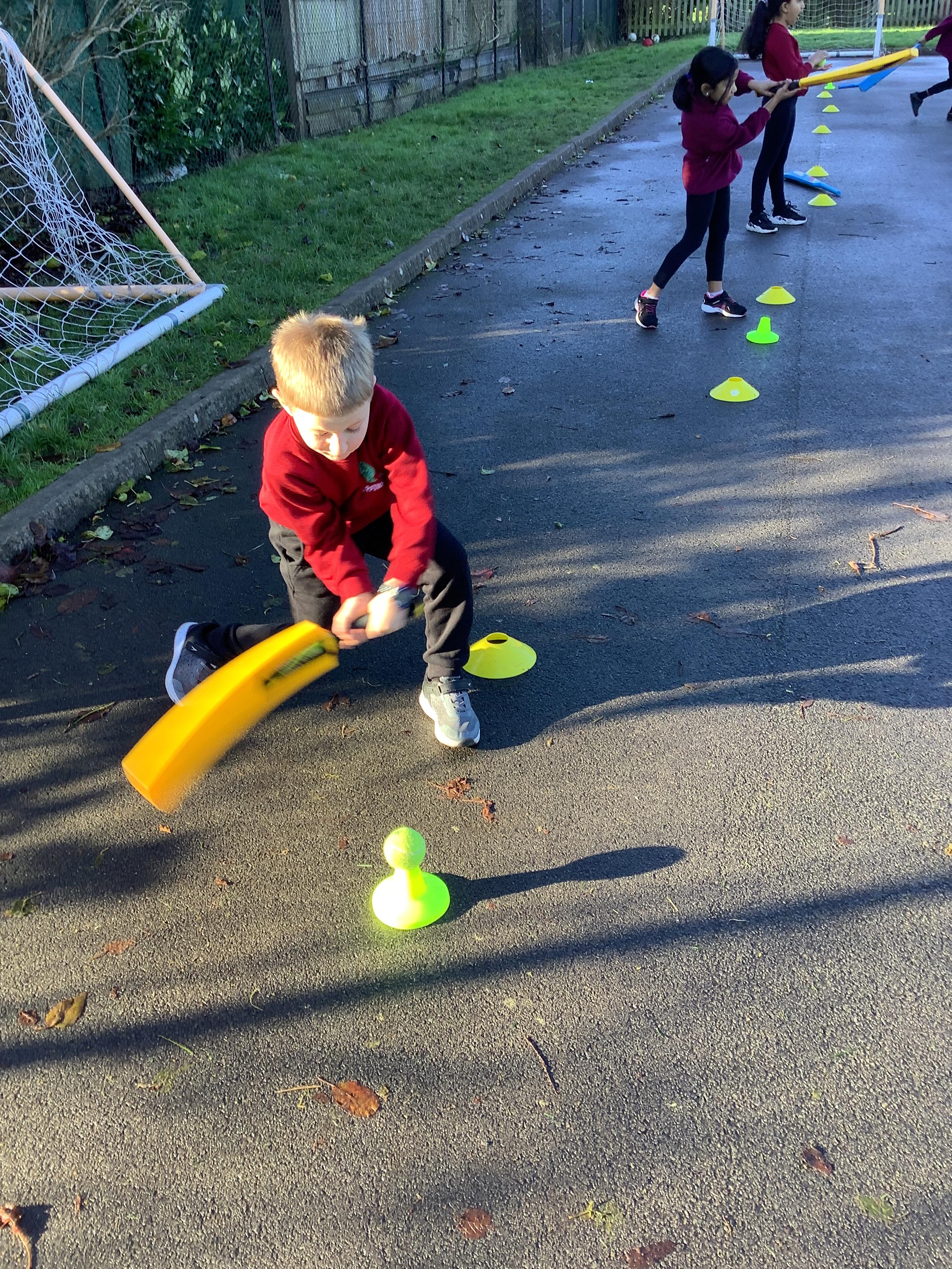Year 3's cricket skills are improving, week-by-week.